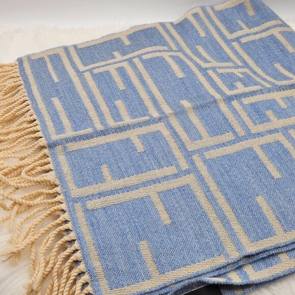 Fendi Zucca Blue and beige pattern Shawl - Picture 10 of 15